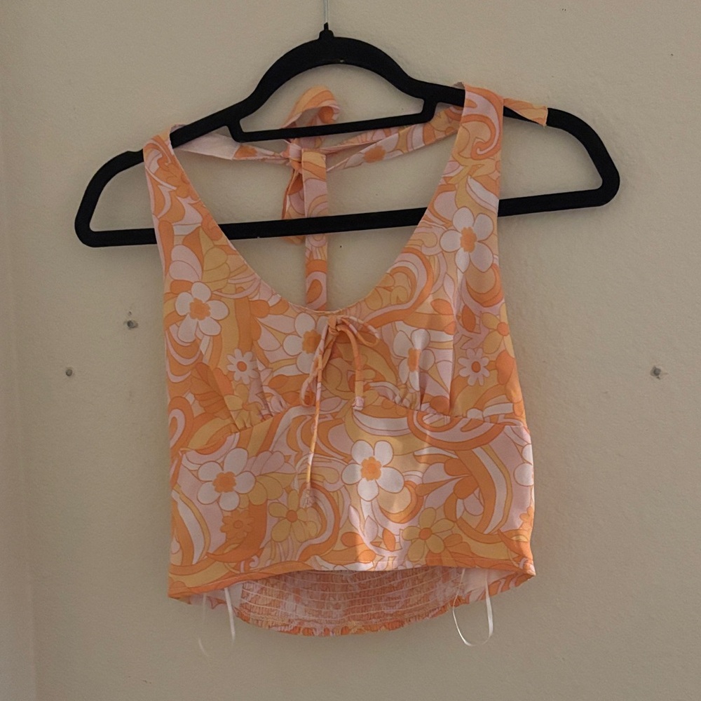 Hollister Orange Floral Crop Top